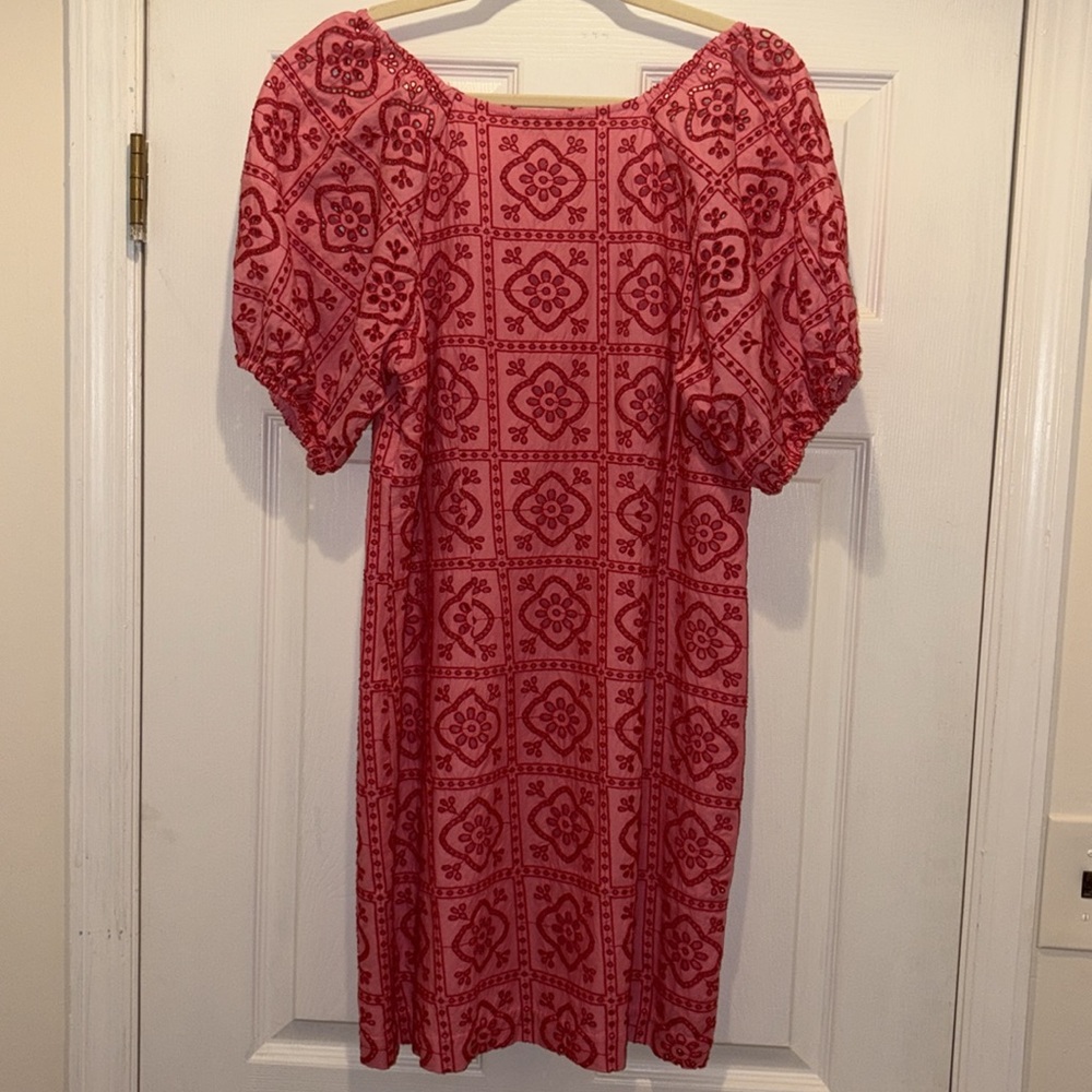 Brand New w/Tags Loft Tiled Eyelet Mini Shift Dress Pink Multi Medium - Picture 3 of 12